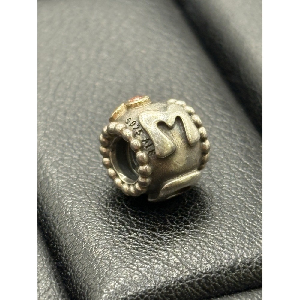 Pandora Sterling Silver 14K Accent "Mom" Charm ALE H12